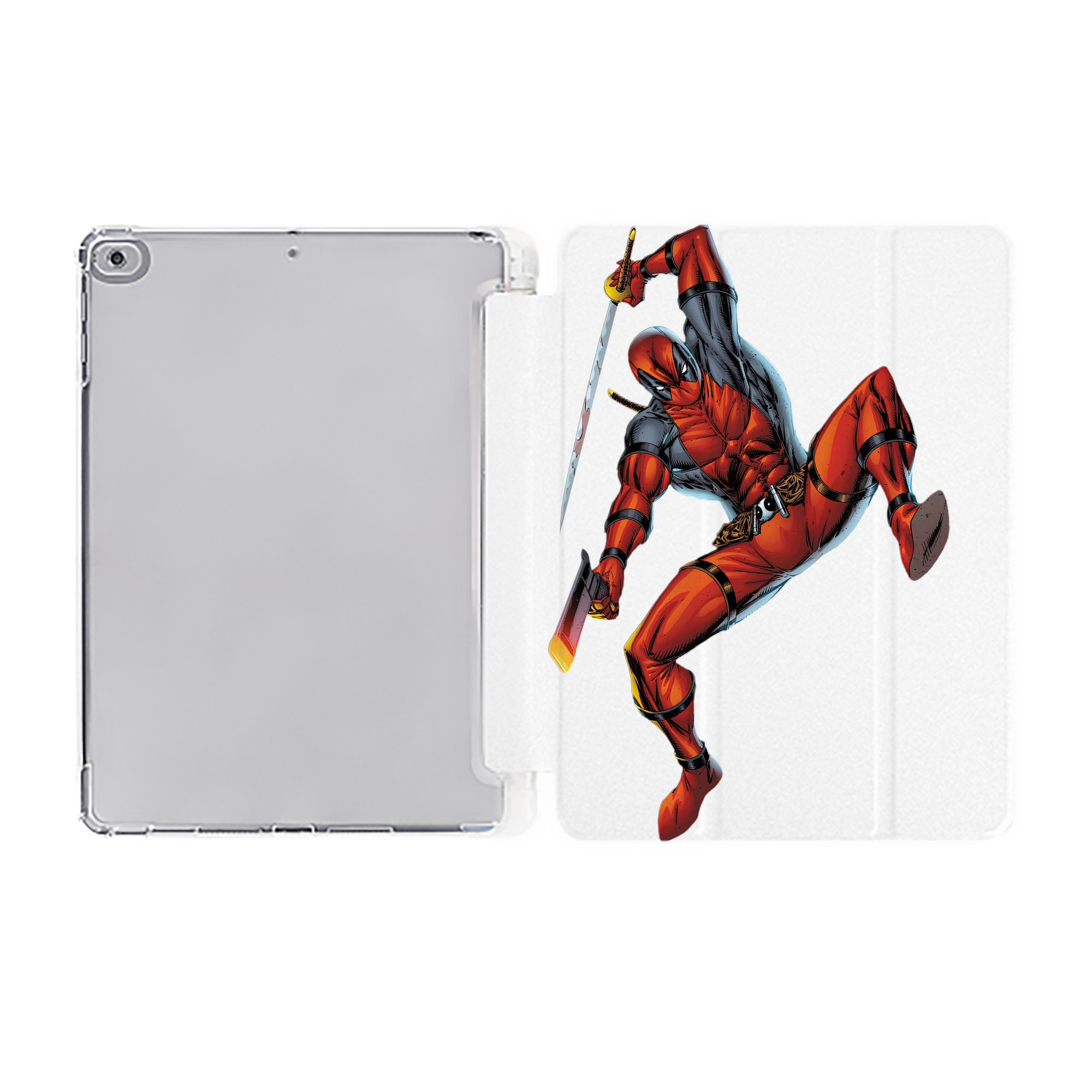 （画像用） Deadpool デッドプール IPad ケース ペン収納付き 三つ折りスタンド PUレザー×シリコン 対応機種9.5/10.5/10.9インチ